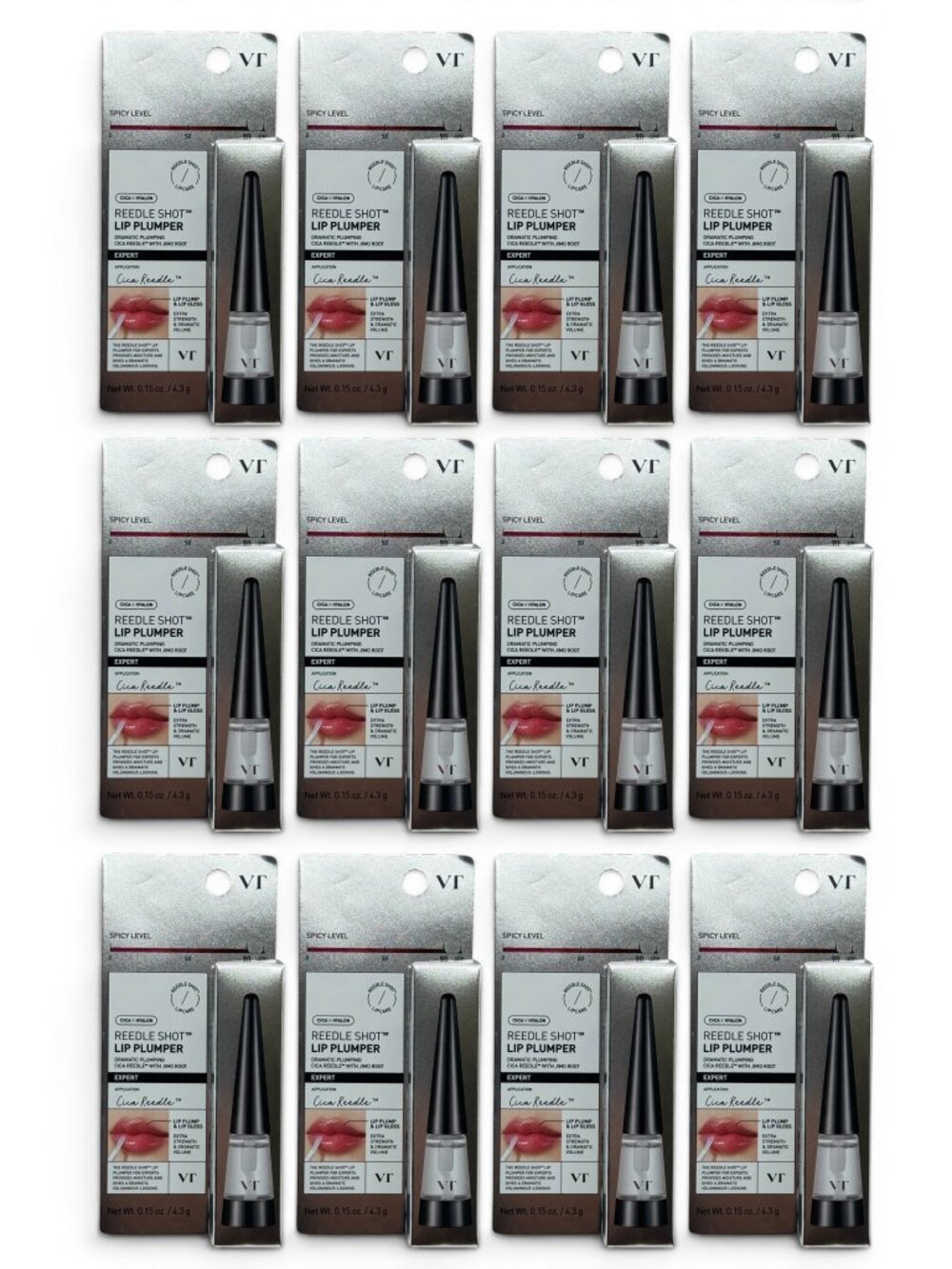 12 Pack VT COSMETICS Reedle Shot Lip Plumper Lip Gloss Expert Level EXP 05/2028